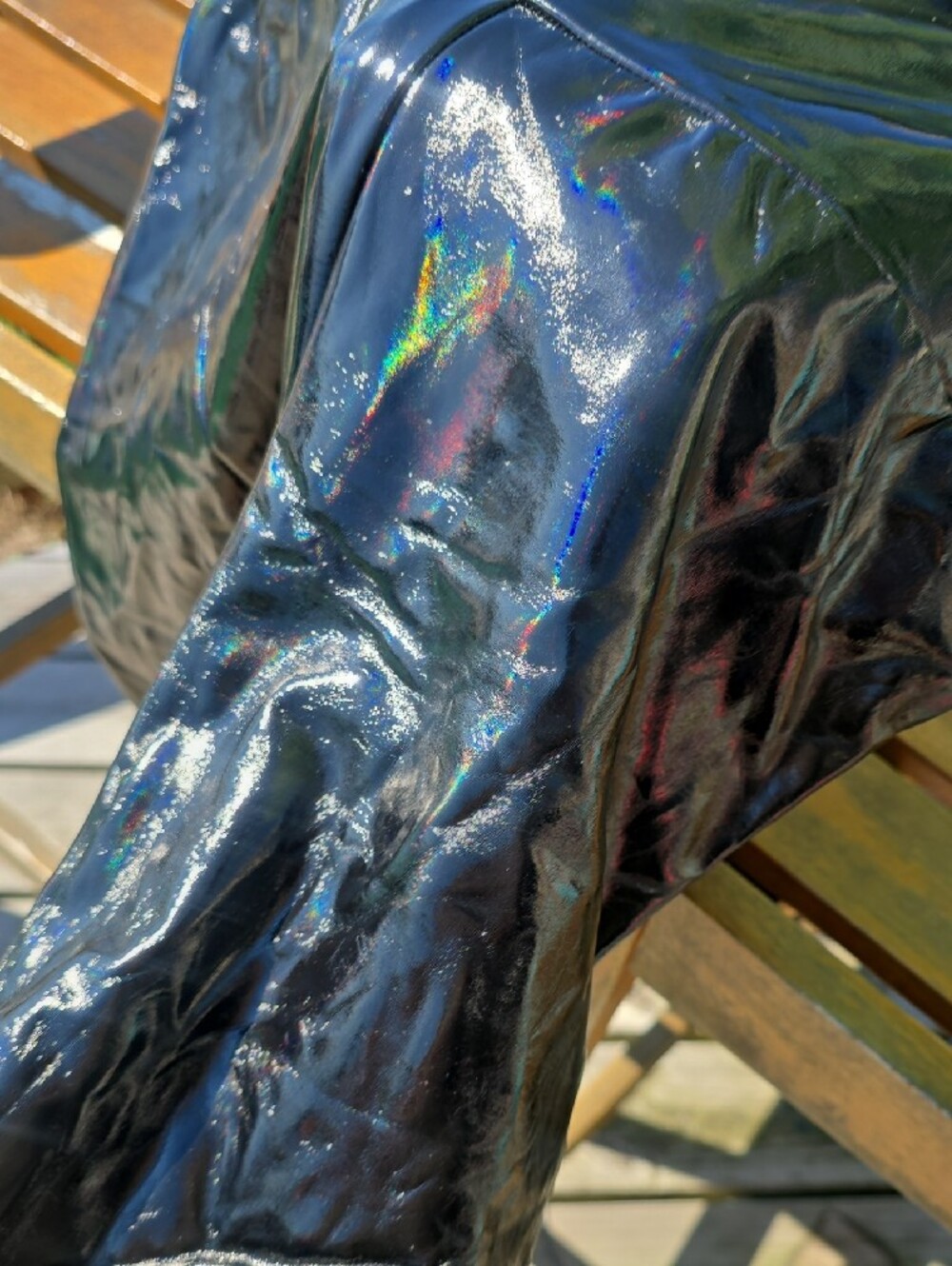 Amazon Black Iridescent Faux Leather Leggings - Picture 2 of 6